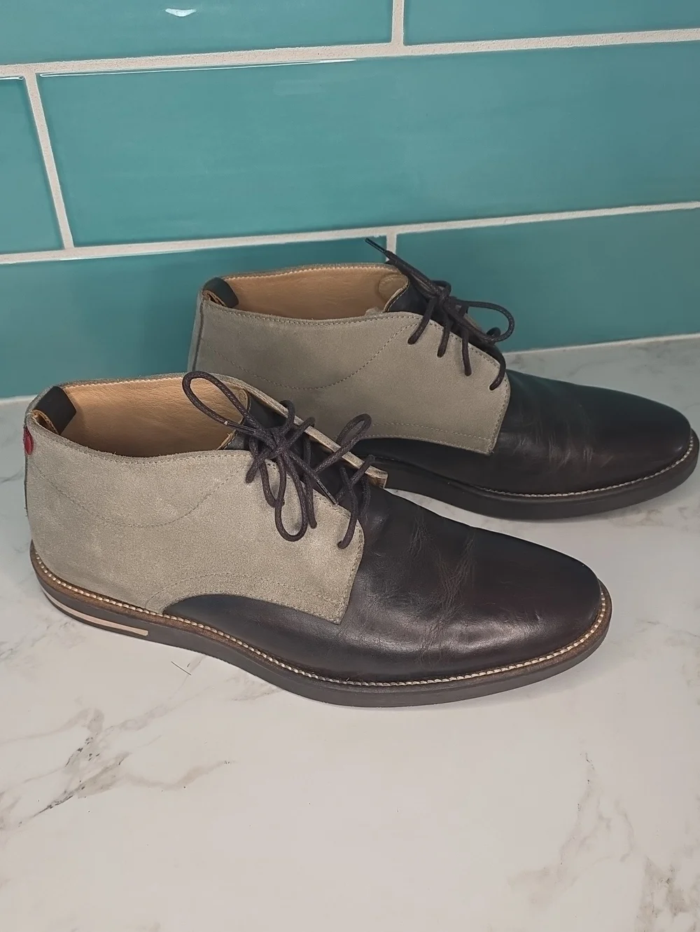 Marc Jacobs Black Leather & Gray Suede Chukka Boots